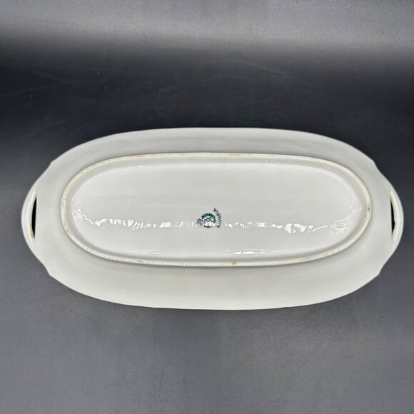 Antique Celery Dish Serving Bowl Bavarian Hand Painted Pink Roses Gold Floral - Picture 3 of 10